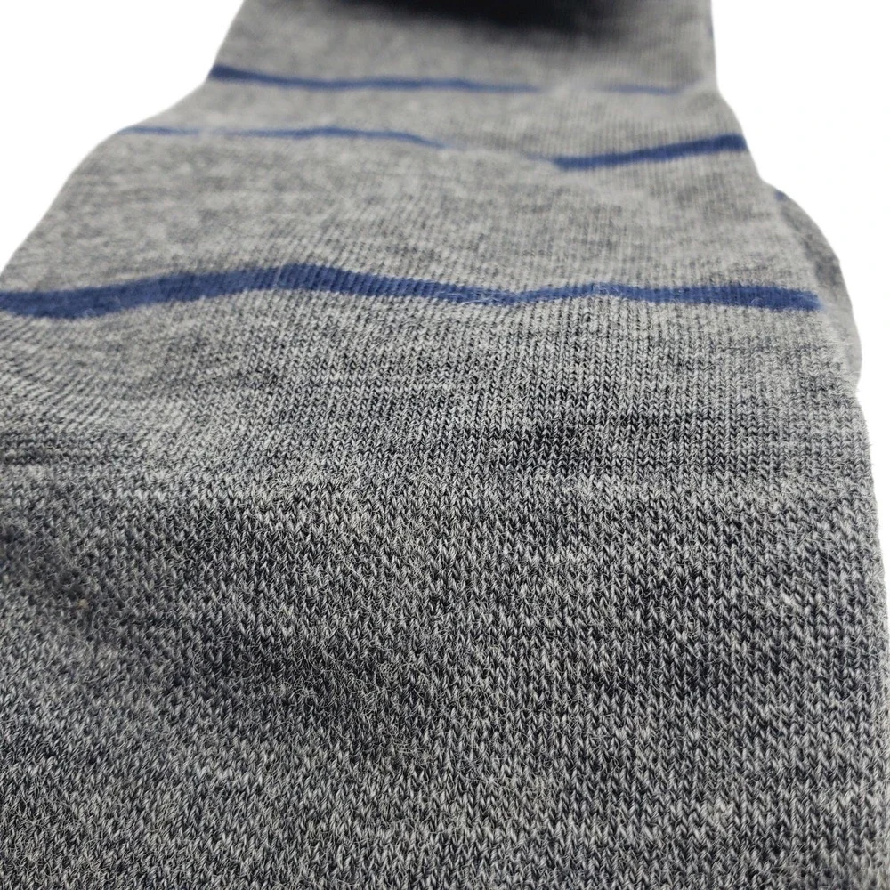 Extra Fine Merino Wool Stripe Crew Socks Mens Large Grey Navy Alchester Exeter